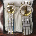 Fitron Couples Watch Set – White Ceramic & Silver Two Tone (His & Hers)