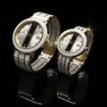 Fitron Couples Watch Set – White Ceramic & Silver Two Tone (His & Hers)