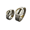 Fitron Couples Watch Set – White Ceramic & Silver Two Tone (His & Hers)
