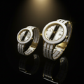 Fitron Couples Watch Set – White Ceramic & Silver Two Tone (His & Hers)