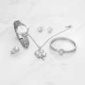 Ladies Silver Crystal Artificial Jewelry Set – Watch, Necklace, Earrings, Bracelet & Ring