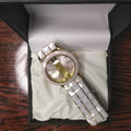 Fitron Men’s White Ceramic – Two Tone Gold & Scratchless Stone Bracelet Watch