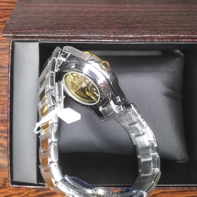 Two Tone Skeleton Automatic Watch – Gold & Silver