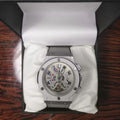 Silver Skeleton Chronograph – Tourbillon & Gray Strap