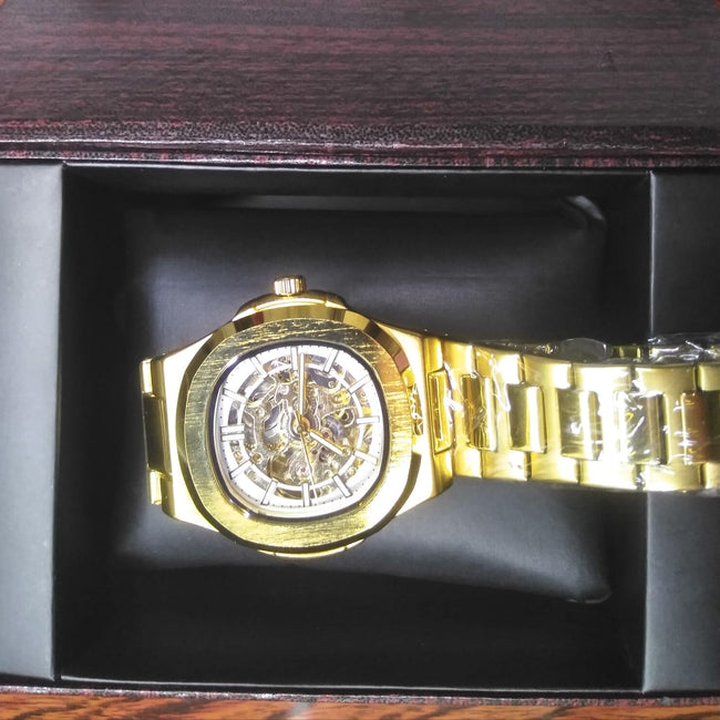 Gold Skeleton Automatic Watch