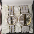 Fitron Couples Watch Set – White Ceramic & Silver Two Tone (His & Hers)