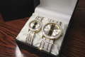 Fitron Couples Watch Set – White Ceramic & Silver Two Tone (His & Hers)