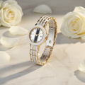 Fitron Ladies White Ceramic – Two Tone Gold & Scratchless Stone Bracelet Watch