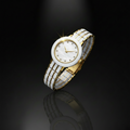 Fitron Ladies White Ceramic – Two Tone Gold & Scratchless Stone Bracelet Watch