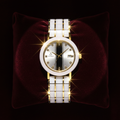 Fitron Men’s White Ceramic – Two Tone Gold & Scratchless Stone Bracelet Watch
