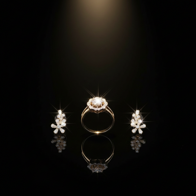 Luxury Ladies Gold Pearl & Diamond Jewelry Set – Watch, Necklace, Bracelet, Earrings & Ring