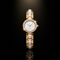 Luxury Ladies Gold Pearl & Diamond Jewelry Set – Watch, Necklace, Bracelet, Earrings & Ring