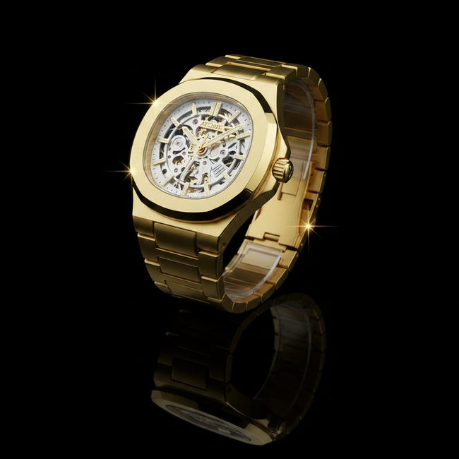 Gold Skeleton Automatic Watch