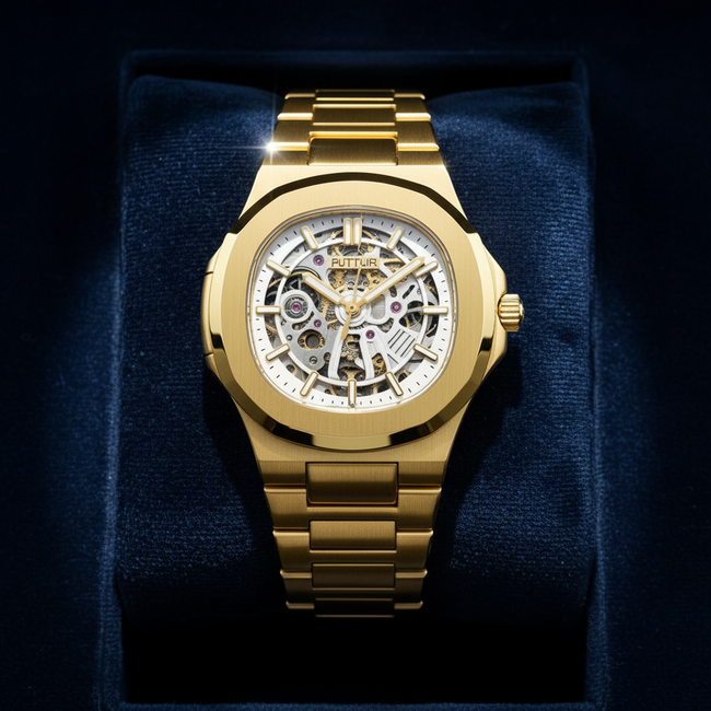 Gold Skeleton Automatic Watch