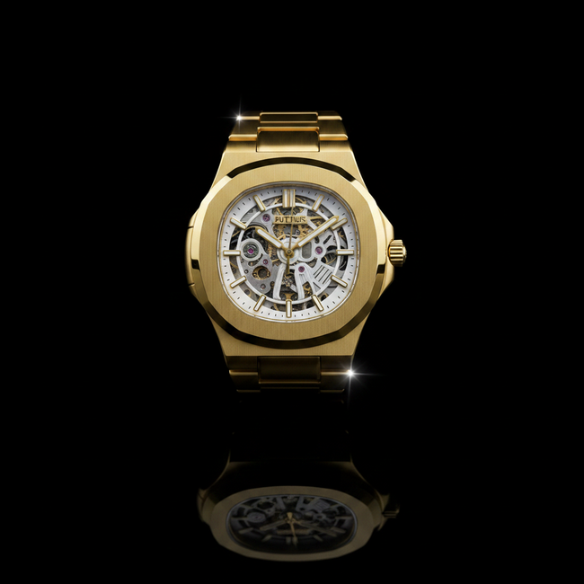Gold Skeleton Automatic Watch