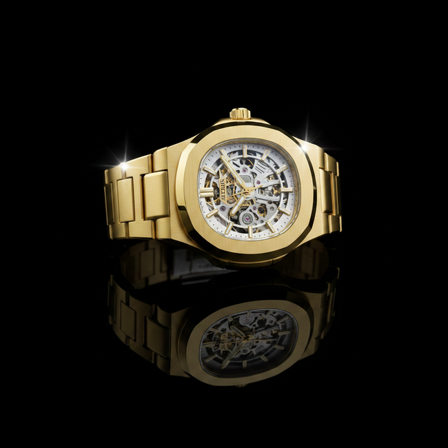 Gold Skeleton Automatic Watch