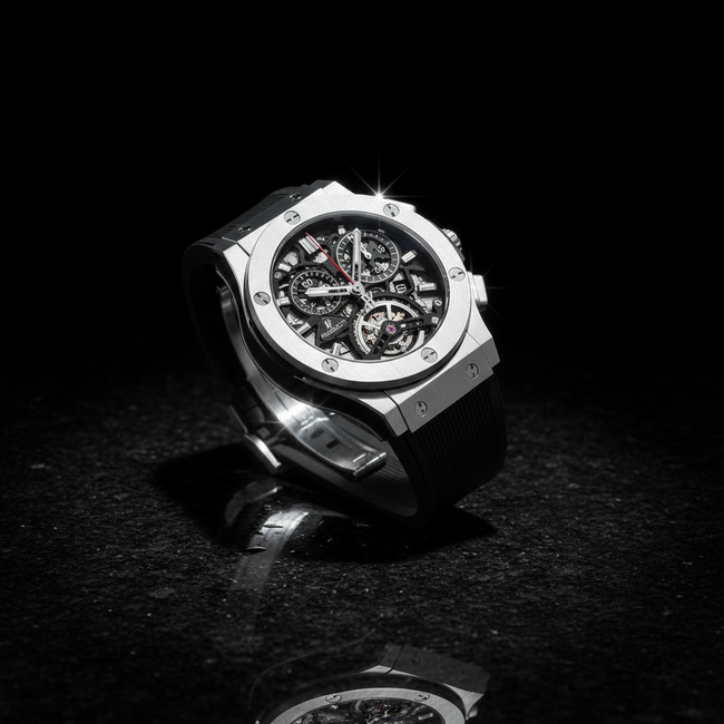 Skeleton Chronograph – Titanium & Black Strap