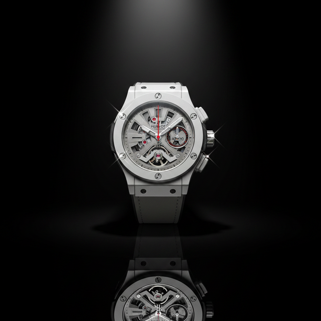 Silver Skeleton Chronograph – Tourbillon & Gray Strap