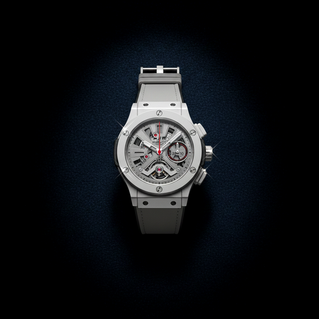 Silver Skeleton Chronograph – Tourbillon & Gray Strap