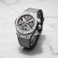 Silver Skeleton Chronograph – Tourbillon & Gray Strap