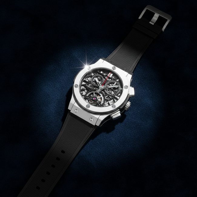 Skeleton Chronograph – Titanium & Black Strap