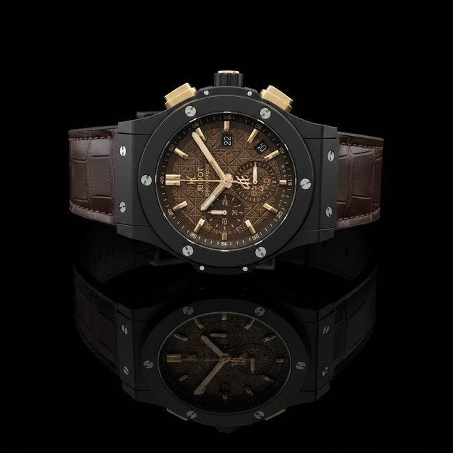 Ceramic Chronograph – Brown Dial & Leather Strap