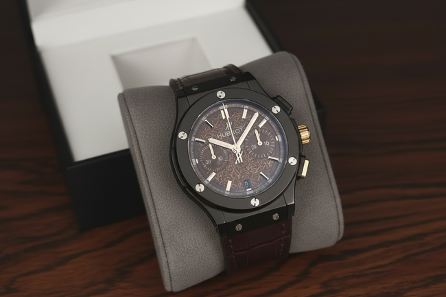 Ceramic Chronograph – Brown Dial & Leather Strap