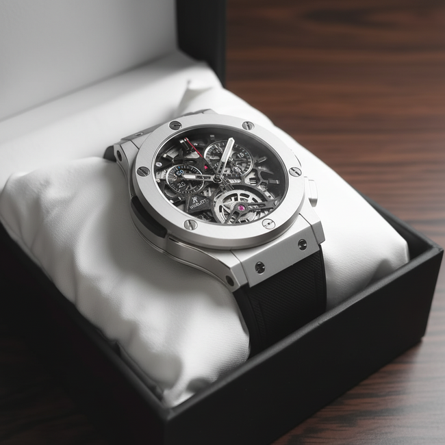 Skeleton Chronograph – Titanium & Black Strap