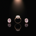 Ladies Rose Gold & Pink Crystal Artificial Jewelry Set – Watch, Necklace, Earrings, Bracelet & Ring