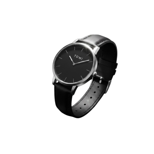TOMI Minimalist Watch – Black Dial Gift Set (Watch + Wallet + Pen)