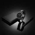 TOMI Minimalist Watch – Black Dial Gift Set (Watch + Wallet + Pen)