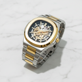 Two Tone Skeleton Automatic Watch – Gold & Silver
