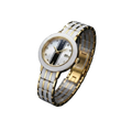 Fitron Ladies White Ceramic – Two Tone Gold & Scratchless Stone Bracelet Watch